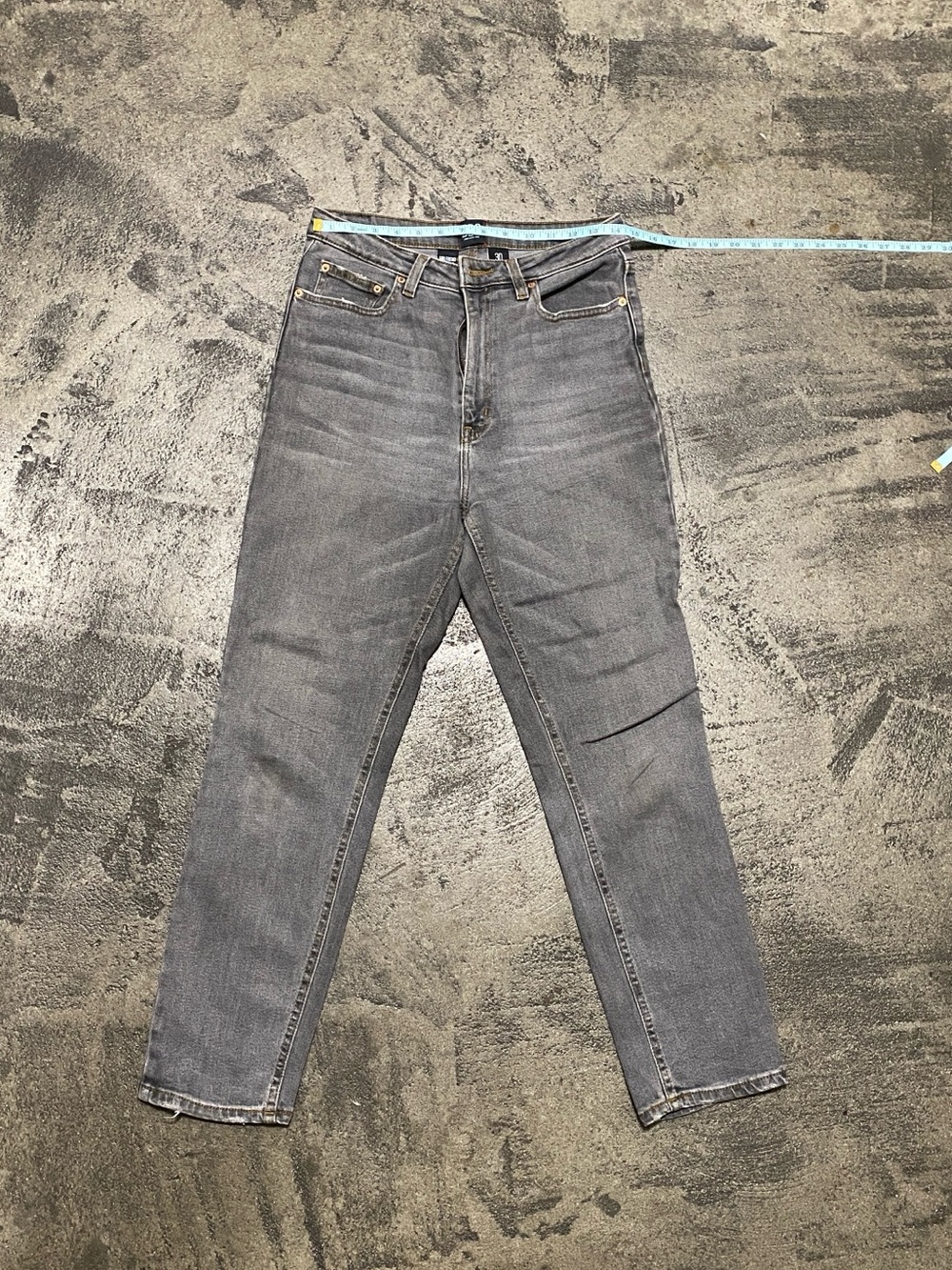 Gray High-Rise Straight Leg Jeans